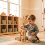What Happens After You Leave Your Child at Daycare What happens after you leave at daycare - toddler playing with wooden blocks as a parent walks away
